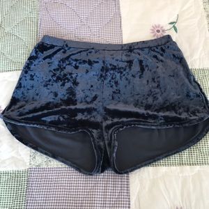 Blue velvet shorts